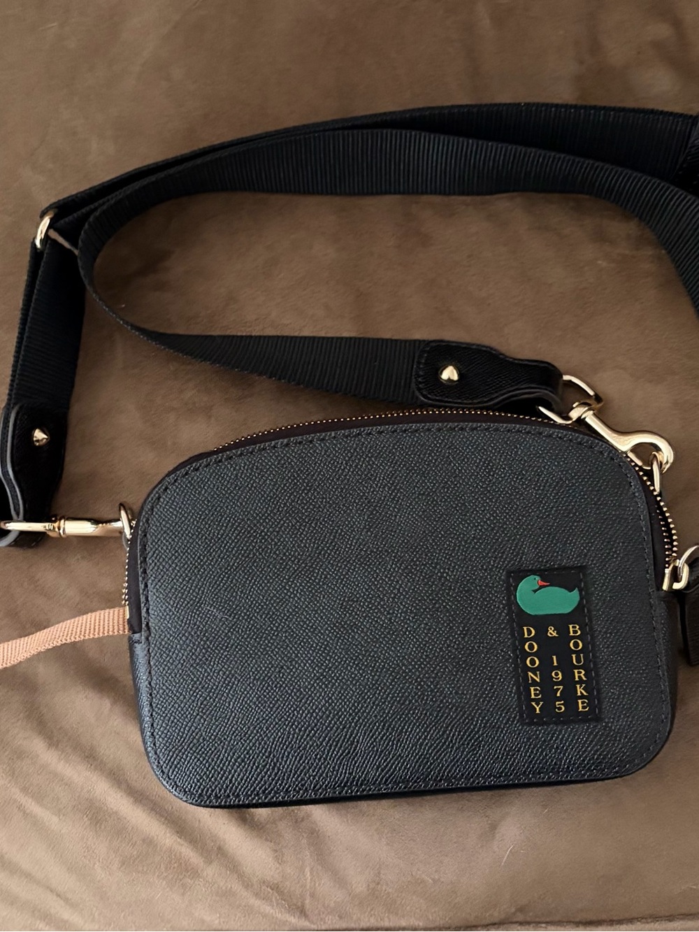 Dooney & Bourke Black Crossbody Camera Bag with duck Logo Accent